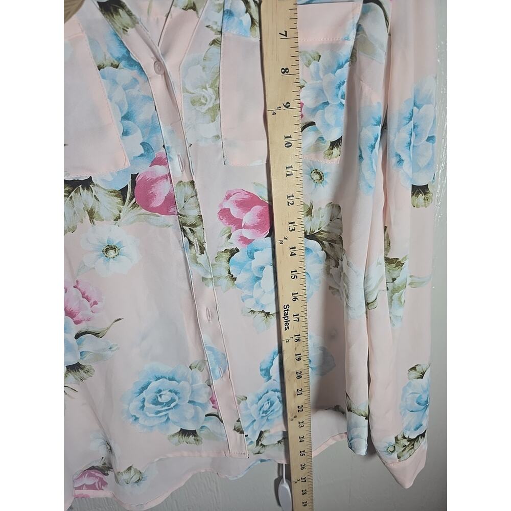 Candie's Pink Floral Lightweight Blouse Top Sz Small Office Formal Work Casual - Picture 8 of 10